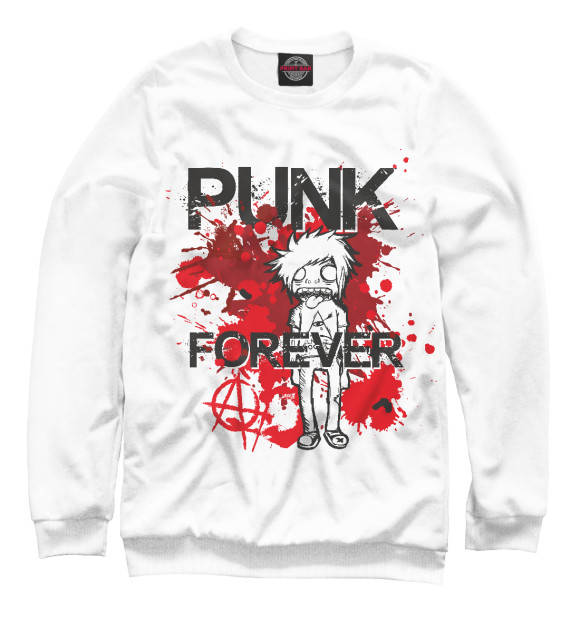 Свитшот для мальчиков с изображением PUNK FOREVER цвета Белый
