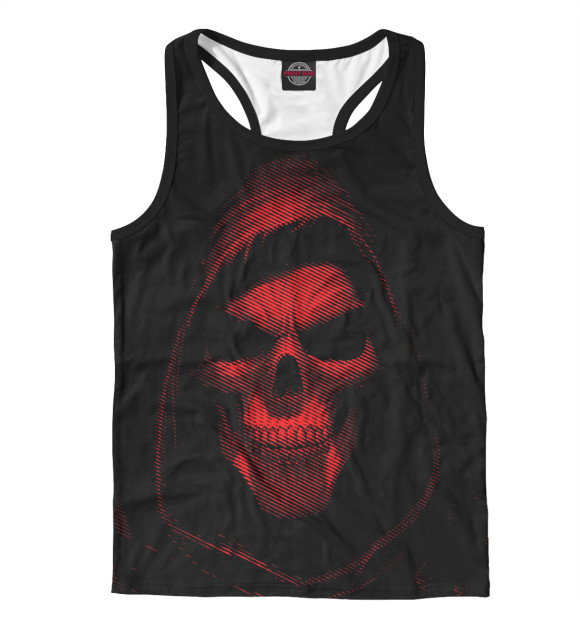 Мужская майка-борцовка с изображением Red Line Skull цвета Белый