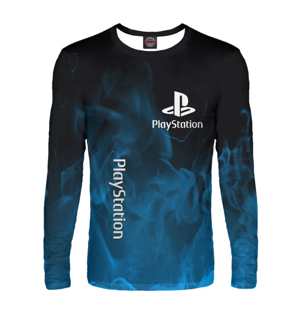 Мужской лонгслив с изображением Playstation Fire цвета Белый