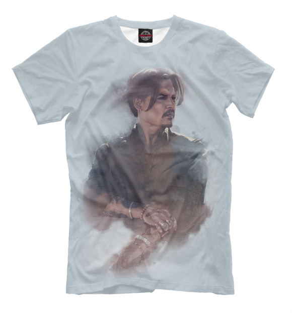 Мужская футболка с изображением Johnny Depp цвета Бежевый