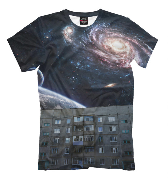 Мужская футболка с изображением Дворовый Космос цвета Черный
