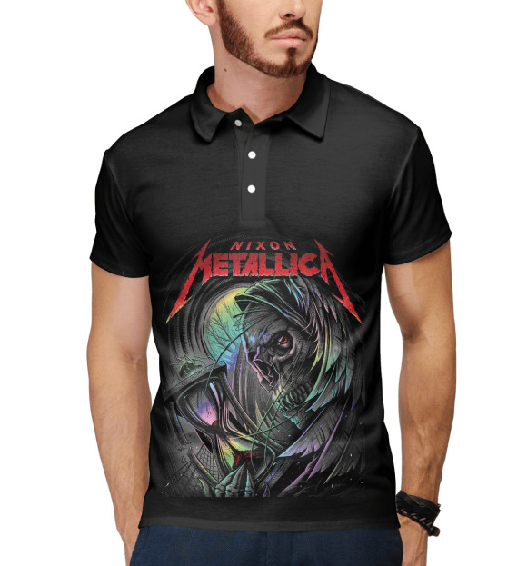 Мужское поло с притом Metallica цвета Белый Мужское поло с изображением Metallica цвета Белый