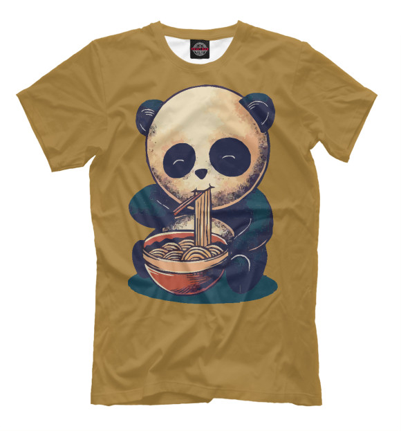 Мужская футболка с изображением Панда и вкусняшка цвета Белый
