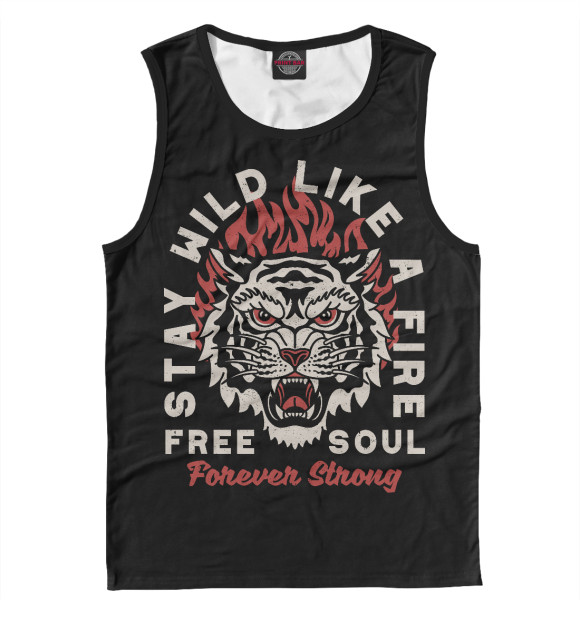 Майка для мальчика с изображением Тигр в Пламени цвета Белый