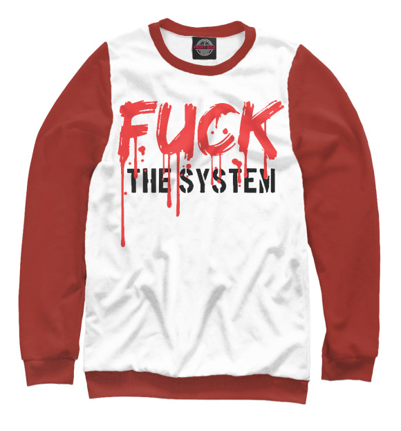 Свитшот для мальчиков с изображением Fuck the System (подтеки) цвета Белый