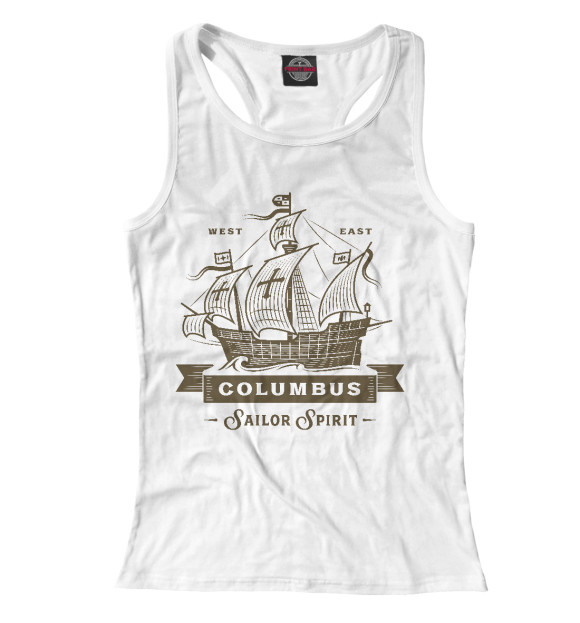 Женская майка-борцовка с изображением Корабль цвета Белый