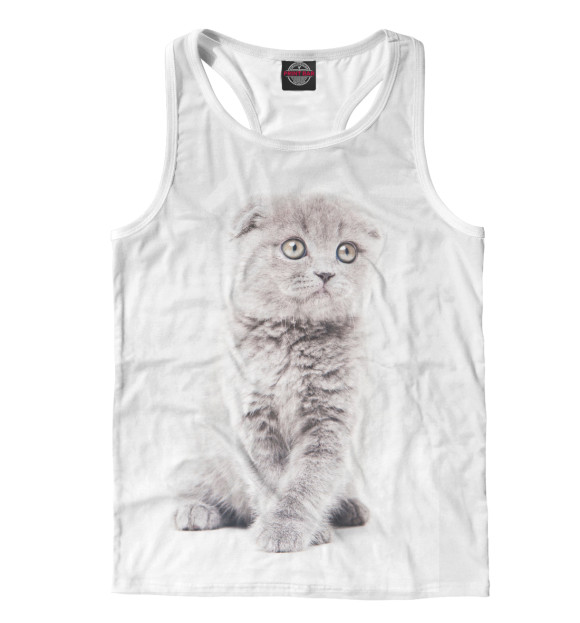 Мужская майка-борцовка с изображением КОШЕЧКА цвета Белый