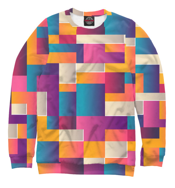 Мужской свитшот с изображением Цветные кубики цвета Белый