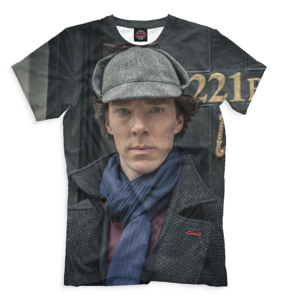 Мужская футболка с изображением Шерлок цвета Черный