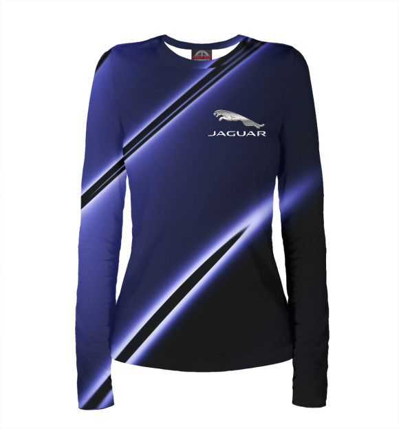 Женский лонгслив с изображением Jaguar neon stripes цвета Белый