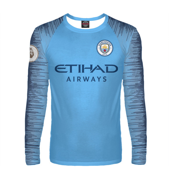 Мужской лонгслив с изображением Агуэро Форма Домашняя 18/19 цвета Белый