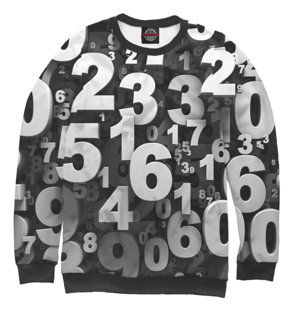 Свитшот для мальчиков с изображением Коллаж, цифры цвета Белый