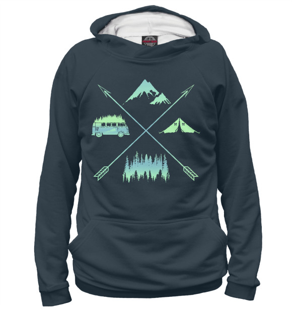 Мужское худи с изображением Mountains цвета Белый