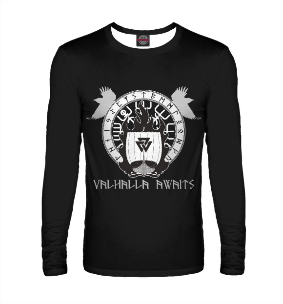 Мужской лонгслив с изображением Valhalla awaits цвета Белый