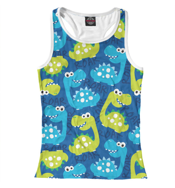 Женская майка-борцовка с изображением Дино цвета Белый