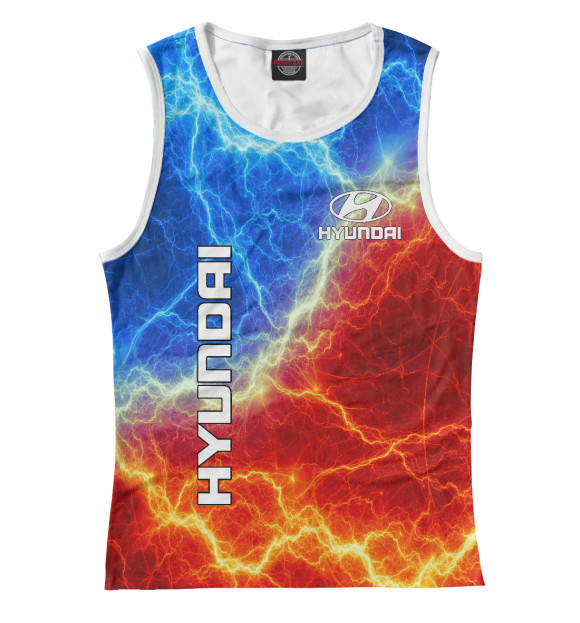 Майка для девочки с притом Hyundai цвета Белый Майка для девочки с изображением Hyundai цвета Белый