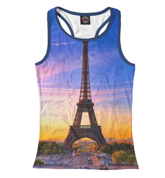 Женская майка-борцовка с изображением Эйфелева башня цвета Белый