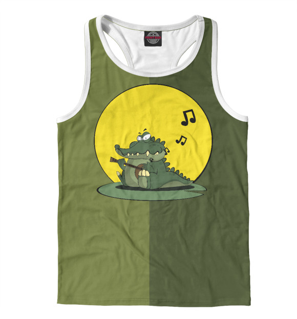 Мужская майка-борцовка с изображением Крокодил  Милом ан цвета Белый