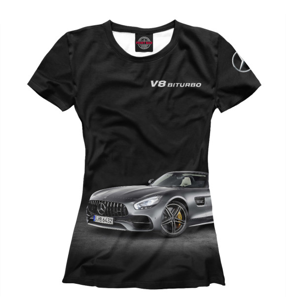 Женская футболка с изображением V8 Biturbo цвета Белый