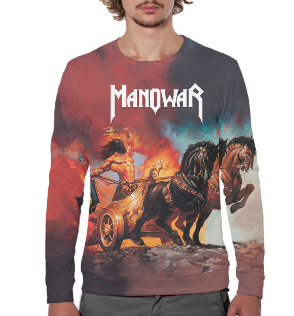 Мужской свитшот с изображением Manowar цвета Белый