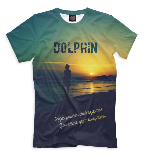 Мужская футболка с изображением Дельфин цвета Черный