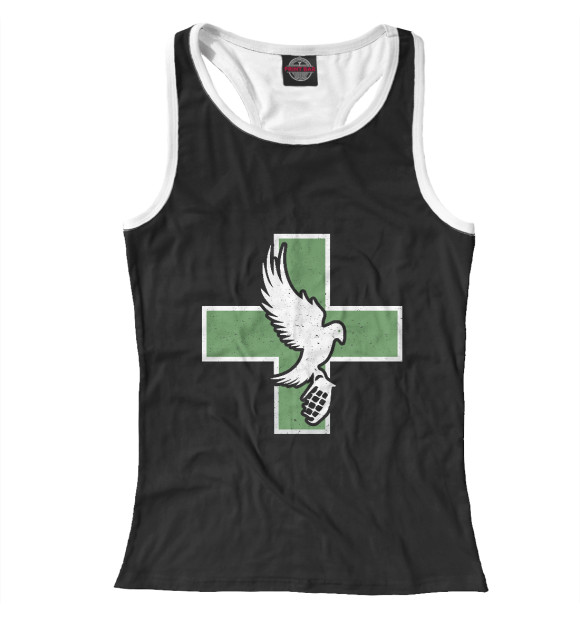 Женская майка-борцовка с изображением Hollywood Undead Dove and Grenade цвета Белый