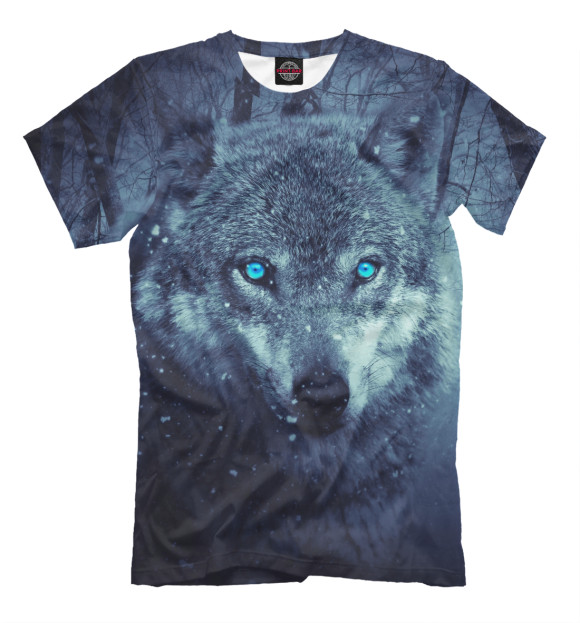 Мужская футболка с изображением Взгляд волка цвета Серый