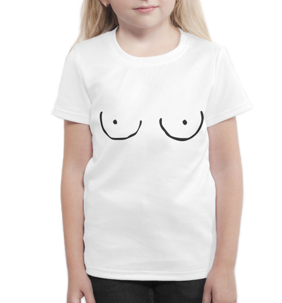 Футболка для девочек с изображением Грудь цвета Белый