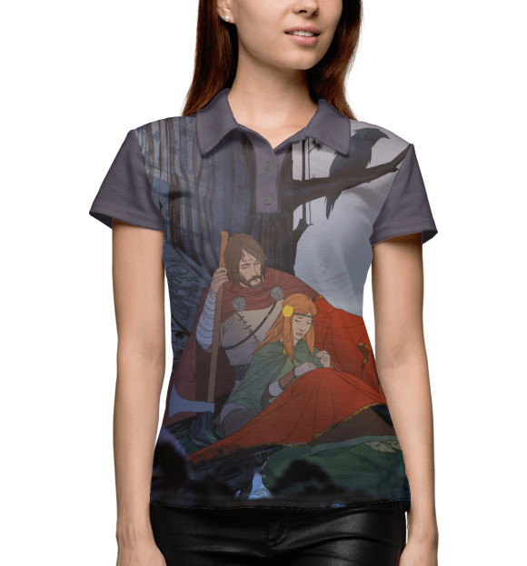 Женское поло с изображением The Banner Saga цвета Белый