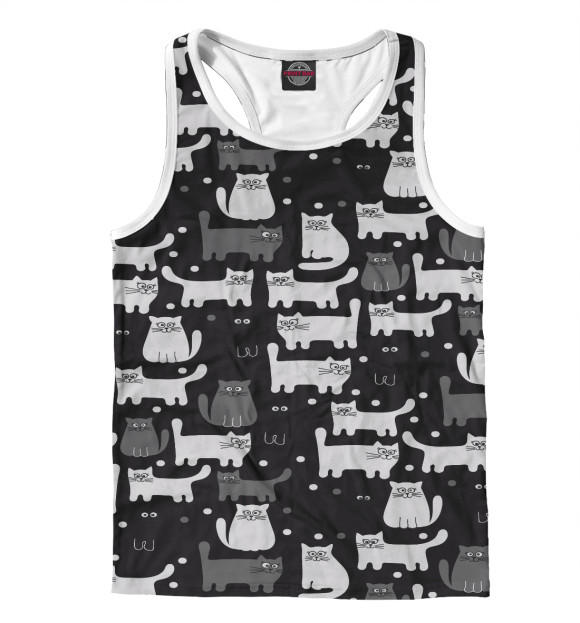 Мужская майка-борцовка с изображением Коты цвета Белый