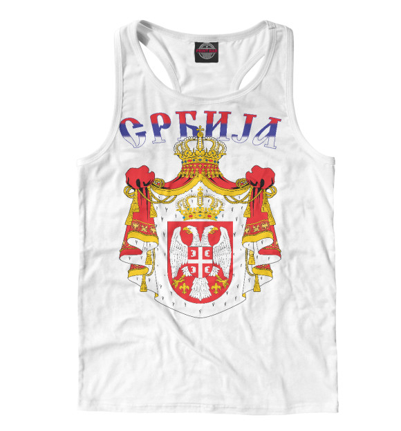 Мужская майка-борцовка с притом Сербия цвета Белый Мужская майка-борцовка с изображением Сербия цвета Белый