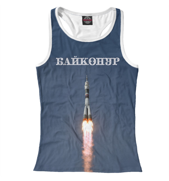 Женская майка-борцовка с изображением Байконур цвета Белый