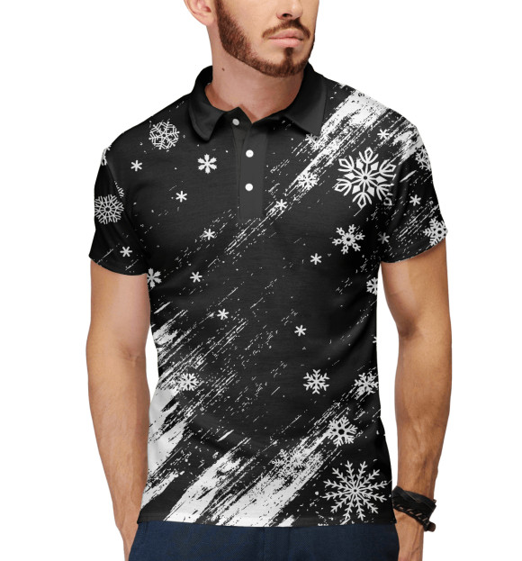 Мужское поло с изображением Happy New Year цвета Белый