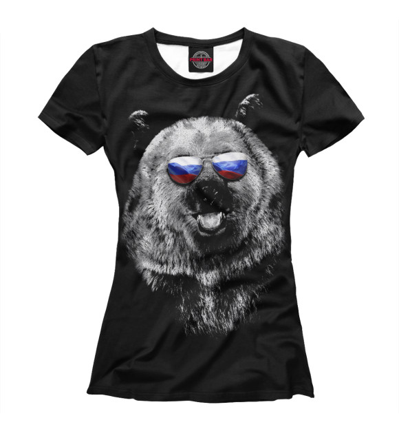 Женская футболка с изображением Русский мишка цвета Белый