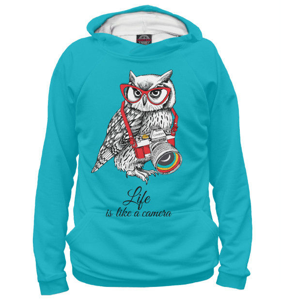 Женское худи с изображением Life is like a camera цвета Белый