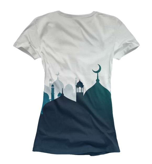 Женская футболка с изображением Силуэты мечетей цвета Белый