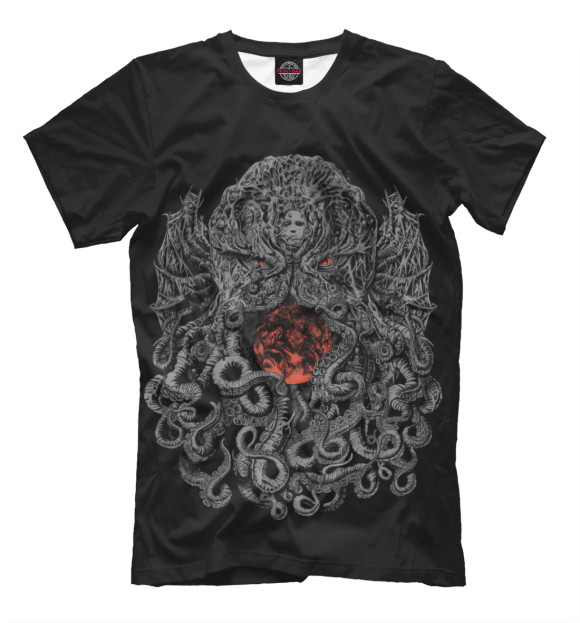Мужская футболка с изображением Мир ктулху цвета Черный