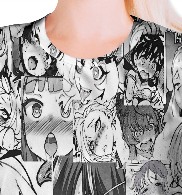 Футболка для девочек с изображением Ahegao | Ахэгао цвета Белый