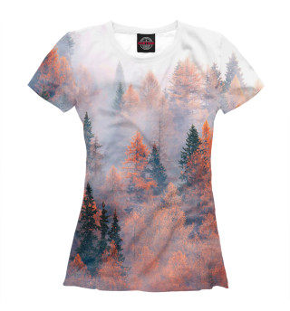 Женская футболка Туман в горах