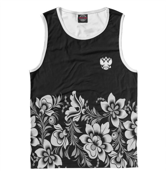 Мужская майка с изображением Герб РФ цвета Белый