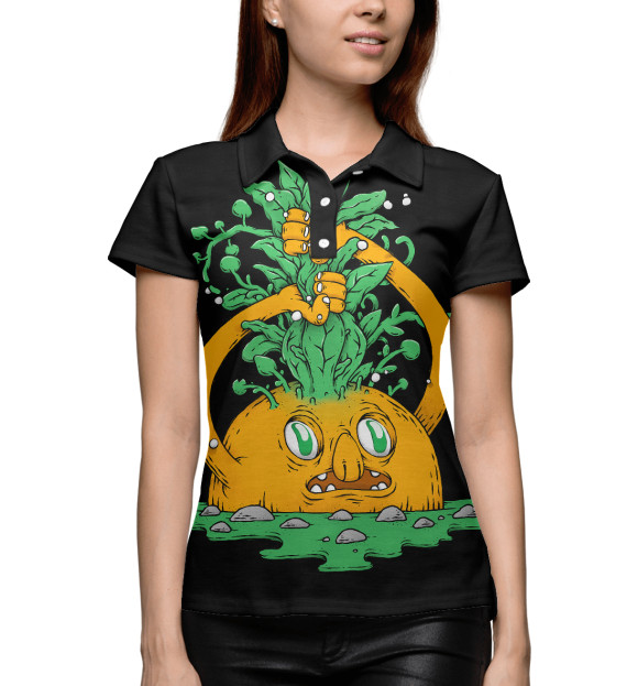 Женское поло с изображением Морковка цвета Белый