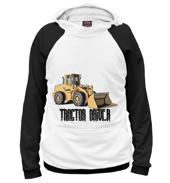 Женское худи с изображением Tractor driver цвета Белый