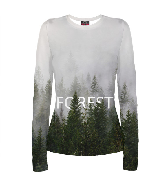 Женский лонгслив с изображением Лес (FOREST) цвета Белый