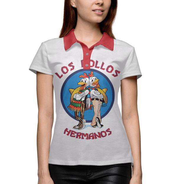 Женское поло с изображением Los Pollos Hermanos цвета Белый