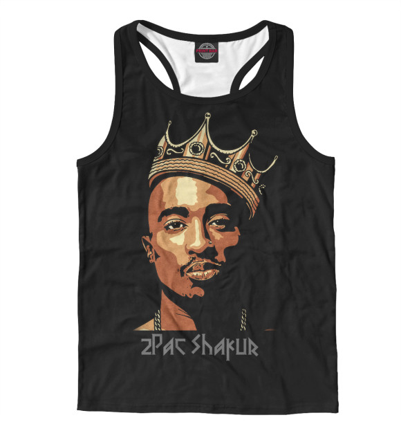 Мужская майка-борцовка с изображением 2Pac цвета Белый