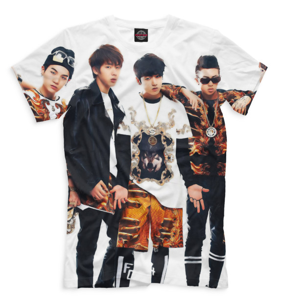 Футболка для мальчиков с изображением BTS цвета Молочно-белый