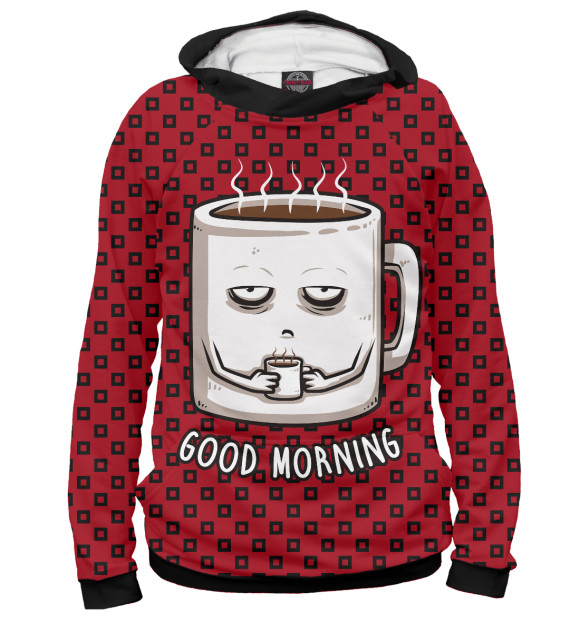 Мужское худи с изображением Good Morning цвета Белый