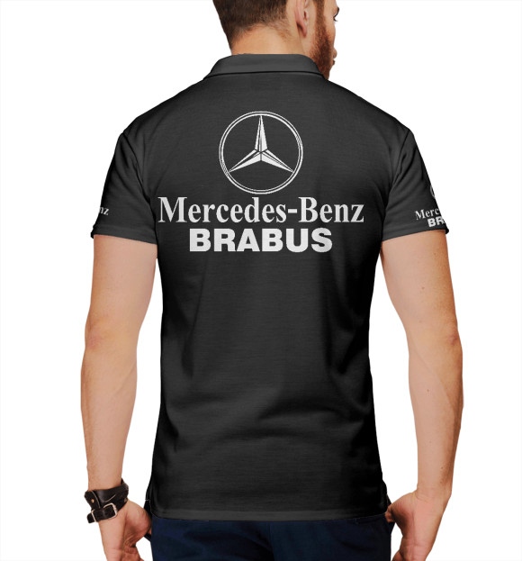 Мужское поло с изображением Ф1 - Mercedes цвета Белый