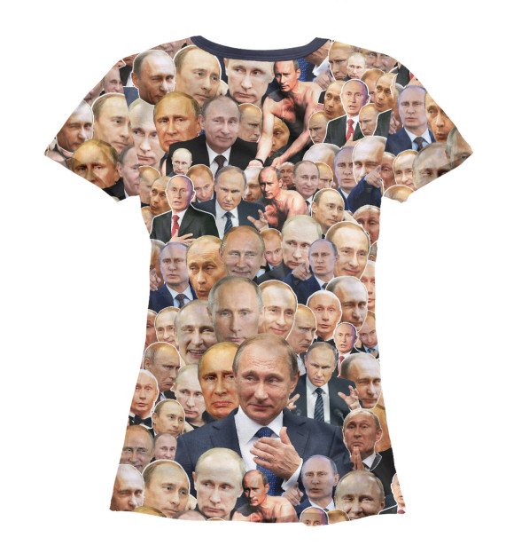 Женская футболка с изображением Путин коллаж цвета Белый