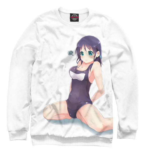 Свитшот для девочек с притом Девочка в купальнике цвета Белый Свитшот для девочек с изображением Девочка в купальнике цвета Белый